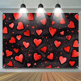 Aperturee - Repeat Red Hearts Black Valentines Day Backdrop